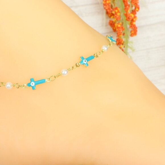 "Handmade Anklet – Elegant & Delicate Jewelry for Women | UNVRC1442 - Picture 1 of 10